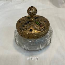 Antique Jeweled Powder Trinket Jar