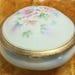 Antique Joseph Seltman Lilies Porcelain Powder Jar, Greek Key Border Vohenstrauss Germany, C.1900 E2480