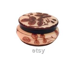 Antique LOETZ VELEZ Cameo Glass Puff Powder Box Art Nouveau Art Glass Vanity Boudoir Casket