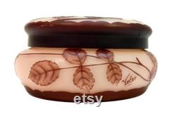 Antique LOETZ VELEZ Cameo Glass Puff Powder Box Art Nouveau Art Glass Vanity Boudoir Casket