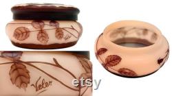 Antique LOETZ VELEZ Cameo Glass Puff Powder Box Art Nouveau Art Glass Vanity Boudoir Casket