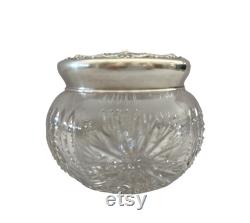 Antique La Pierre Sterling Silver and Cut Glass Vanity Jar