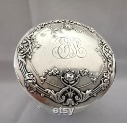 Antique La Pierre Sterling Silver and Cut Glass Vanity Jar