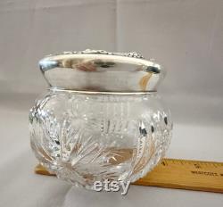Antique La Pierre Sterling Silver and Cut Glass Vanity Jar