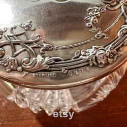 Antique La Pierre Sterling Silver and Cut Glass Vanity Jar