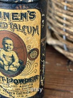 Antique Late 1800s Mennen's Borated Talcum Toilet Powder Tin Infant and Adult