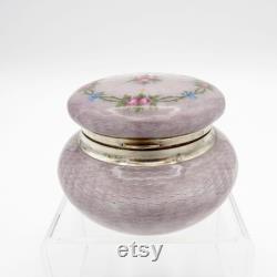 Antique Lavender, Roses, Garland, Austrian 925 Sterling and Enamel Dresser Box