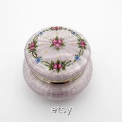 Antique Lavender, Roses, Garland, Austrian 925 Sterling and Enamel Dresser Box