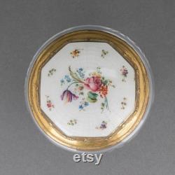 Antique Lenk Austria Hand Painted Guilloche Enamel Lid and Heavy Cut Glass Powder Jar, Vintage Vanity Decor, Trinket Box Gift for Bride