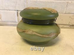 Antique Likely European Ceramic Powder Jar Vanity Box w Woman Cherubs Decoration