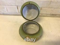 Antique Likely European Ceramic Powder Jar Vanity Box w Woman Cherubs Decoration