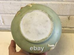 Antique Likely European Ceramic Powder Jar Vanity Box w Woman Cherubs Decoration