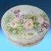 Antique Limoges Porcelain Round Trinket Dish Keepsake Holder Dresser Box Powder Box w Lid Vanity Box Hand Painted Flowers France