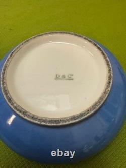 Antique Limoges Powder Box D&C Heavenly Blue Gold Daisy Butterfly Dresser Jar