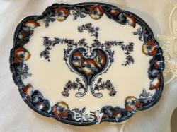 Antique Losol Ware Vanity Set English Porcelain, Orange Poppies, C1920