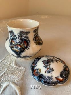 Antique Losol Ware Vanity Set English Porcelain, Orange Poppies, C1920