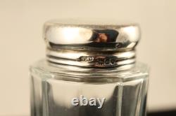 Antique Mappin & Webb Sterling Silver Glass Vanity Dresser Jar & Powder Box