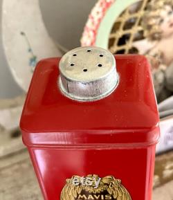 Antique Mavis Talcum Powder Art Nouveau Red Tin