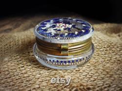 Antique Moser Glass and Brass Jewelry Casket Powder Box Glass and Enamel Trinket Box Art Glass Dresser Box Vanity