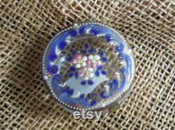 Antique Moser Glass and Brass Jewelry Casket Powder Box Glass and Enamel Trinket Box Art Glass Dresser Box Vanity