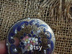Antique Moser Glass and Brass Jewelry Casket Powder Box Glass and Enamel Trinket Box Art Glass Dresser Box Vanity