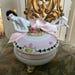 Antique Nippon Footed Powder box with Antique German Porcelain Pincushion or Powder Box Lounging Lady Doll, 4.5 Long New Assemblage