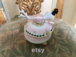 Antique Nippon Footed Powder box with Antique German Porcelain Pincushion or Powder Box Lounging Lady Doll, 4.5 Long New Assemblage