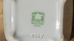 Antique Nippon Hair Receiver Hand Painted Porcelain Black Trim Floral Shabby Cottage Chic