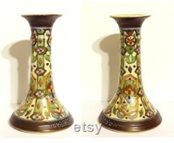 Antique Nippon Partial Vanity Set Moorish Pattern Hand Painted Art Deco Three Piece Gilded Shabby Cottage