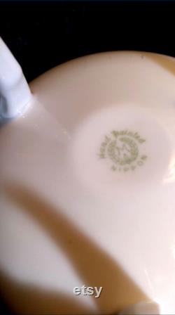 Antique Nippon Porcelain (3) Leg Powder Box and Hair Reciever w Lids Gold Gild Moriage Dresser Set