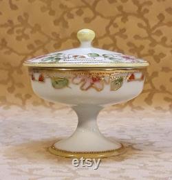 Antique Nippon Powder Box Trinket Dish Ring Box Hand Painted Victorian Shabby Cottage Chic