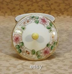 Antique Nippon Powder Box Trinket Dish Ring Box Hand Painted Victorian Shabby Cottage Chic