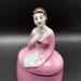 Antique Noritake Art Deco Deco Lady Figurine Powder Box in Pink Dress, Hand Painted, Circa 1918 Japan