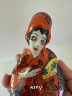 Antique Noritake Figural Lady Porcelain Powder Jar