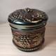 Antique Northwood Carnival Glass Vanity Powder Box & Lid Black Amethyst EUC 1 FB