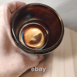 Antique Northwood Carnival Glass Vanity Powder Box & Lid Black Amethyst EUC 1 FB