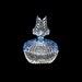 Antique Paden City Powder Puff Box Vanity Jar Art Deco 1930s Clear Glass Winged Blue Glass Lid