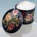 Antique Papier Mache Powder Box and Swan's Down Powder Puff, Ivory Down, Pink Silk Threaded Cushion, Cream Celluloid Handle, 3.25 x 2.5