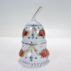 Antique Pear-shaped Handpainted Opaline Glass Dresser Box