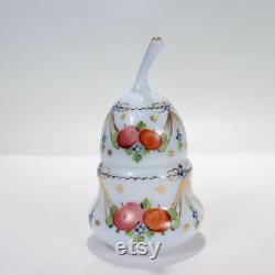 Antique Pear-shaped Handpainted Opaline Glass Dresser Box