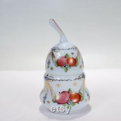 Antique Pear-shaped Handpainted Opaline Glass Dresser Box