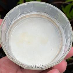 Antique Petit Point Trinket Pot Embroidered Silk Lid, English Vanity Decor