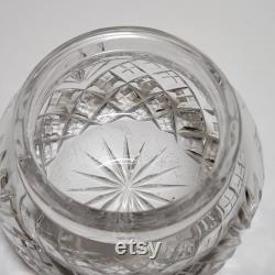 Antique Polished Crystal Powder Jar With Sterling Silver Lid