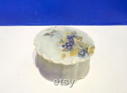 Antique Porcelain Powder Jar Hand Painted Blueberries