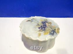 Antique Porcelain Powder Jar Hand Painted Blueberries