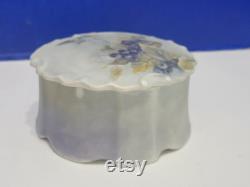 Antique Porcelain Powder Jar Hand Painted Blueberries