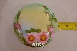 Antique Porcelain Trinket Box Hand Painted Roses, Gold Gilt, Victorian Boudoir Decor