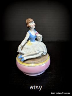 Antique Powder Dish, Vanity Jar, Dresser Jar, Trinket Jar, Germany D R P, Flapper Doll, Half Doll Related, RARE find, Half Doll, PRISTINE