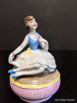 Antique Powder Dish, Vanity Jar, Dresser Jar, Trinket Jar, Germany D R P, Flapper Doll, Half Doll Related, RARE find, Half Doll, PRISTINE