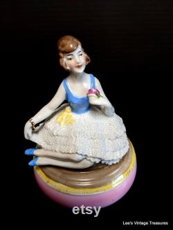 Antique Powder Dish, Vanity Jar, Dresser Jar, Trinket Jar, Germany D R P, Flapper Doll, Half Doll Related, RARE find, Half Doll, PRISTINE